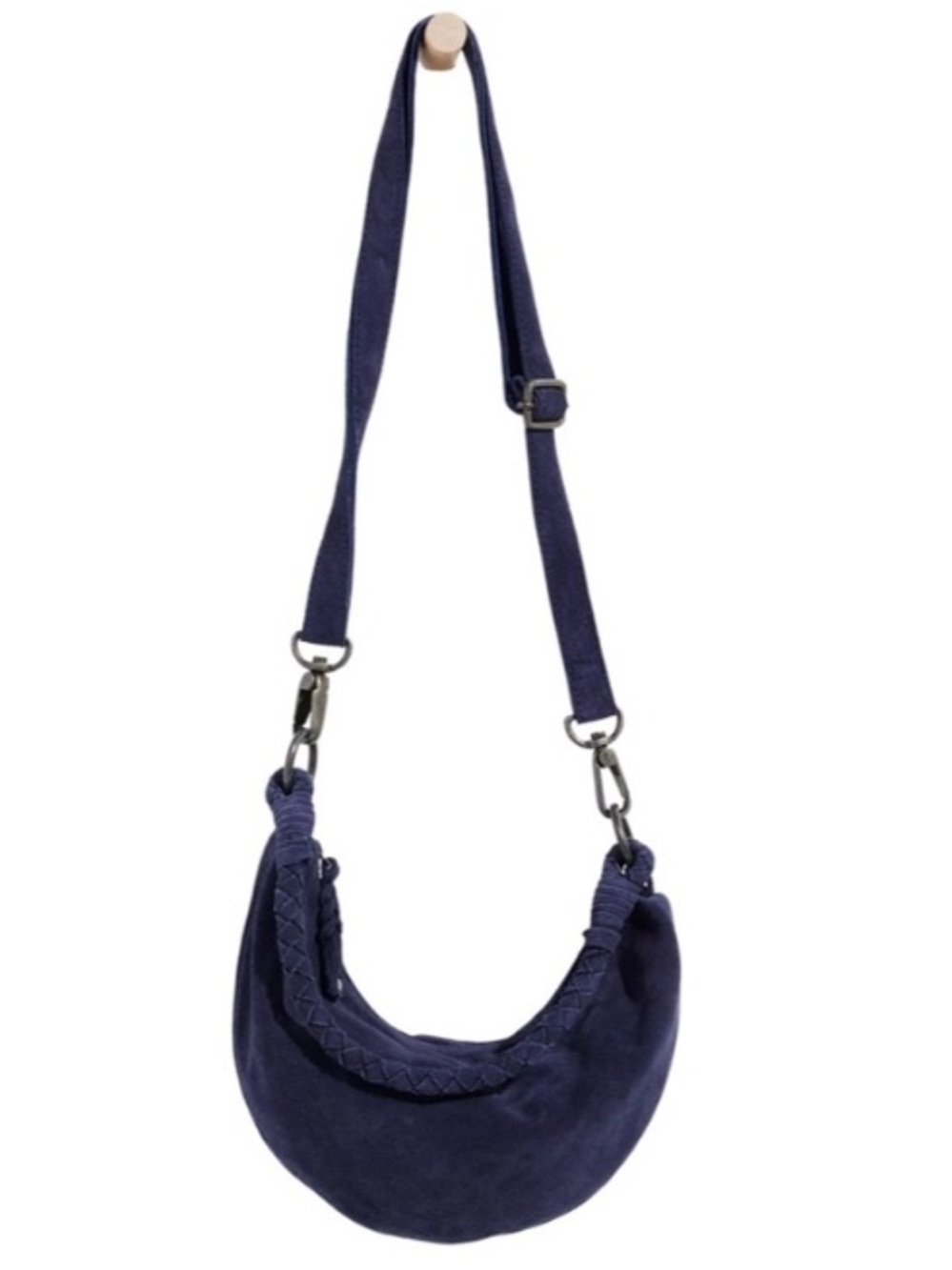 FP Navy Suede shoulder bag w/ crossbody strap